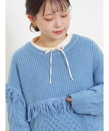 Samansa Mos2 | フリンジ前後2WAYニット(カーディガン/ボレロ)