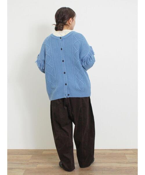 Samansa Mos2（サマンサ モスモス）の「フリンジ前後2WAYニット（カーディガン/ボレロ・レディース・ブルー/チャコールグレー/カーキ/ベージュ・F）」の13枚目の写真