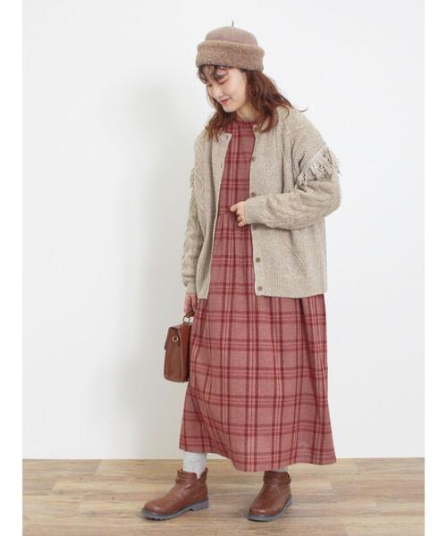 Samansa Mos2（サマンサ モスモス）の「フリンジ前後2WAYニット（カーディガン/ボレロ・レディース・ブルー/チャコールグレー/カーキ/ベージュ・F）」の18枚目の写真