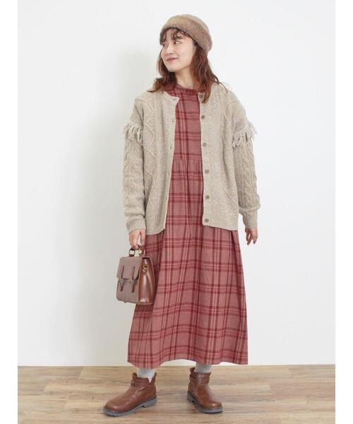 Samansa Mos2（サマンサ モスモス）の「フリンジ前後2WAYニット（カーディガン/ボレロ・レディース・ブルー/チャコールグレー/カーキ/ベージュ・F）」の19枚目の写真