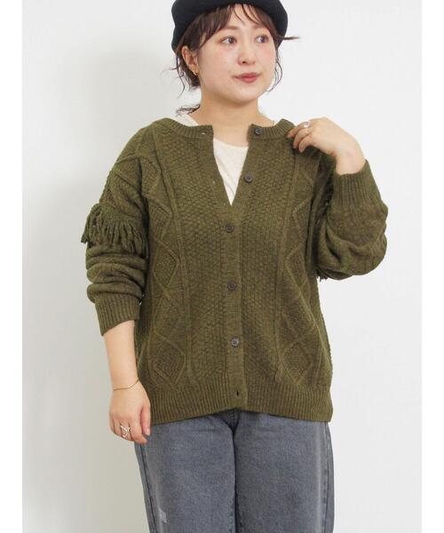 Samansa Mos2（サマンサ モスモス）の「フリンジ前後2WAYニット（カーディガン/ボレロ・レディース・ブルー/チャコールグレー/カーキ/ベージュ・F）」の22枚目の写真