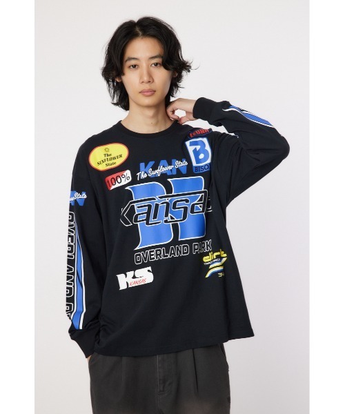 RODEO CROWNS WIDE BOWL（ロデオクラウンズワイドボウル）の「レーシング ロングスリーブTシャツ（Tシャツ/カットソー・メンズ・オフホワイト/ブラック・MEDIUM/LARGE）」の8枚目の写真