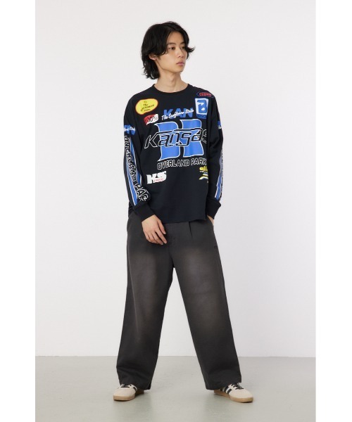 RODEO CROWNS WIDE BOWL（ロデオクラウンズワイドボウル）の「レーシング ロングスリーブTシャツ（Tシャツ/カットソー・メンズ・オフホワイト/ブラック・MEDIUM/LARGE）」の11枚目の写真