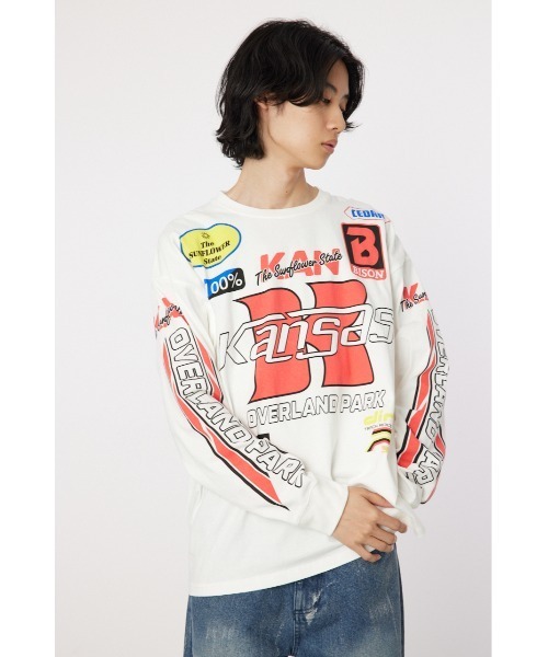 RODEO CROWNS WIDE BOWL（ロデオクラウンズワイドボウル）の「レーシング ロングスリーブTシャツ（Tシャツ/カットソー・メンズ・オフホワイト/ブラック・MEDIUM/LARGE）」の3枚目の写真