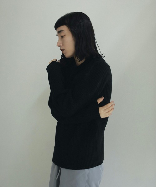 anuke(アンヌーク)の「Rib Over Knit(ニット/セーター・レディース・ブラック/オリーブ/ブルー系その他・FREE)」の5枚目の写真