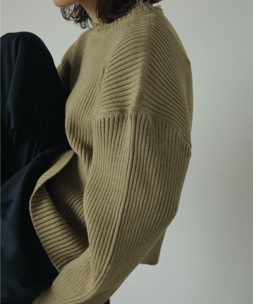 anuke(アンヌーク)の「Rib Over Knit(ニット/セーター・レディース・ブラック/オリーブ/ブルー系その他・FREE)」の10枚目の写真