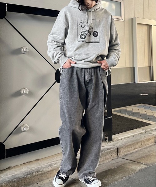 MODISH GAZE(モディシュガゼ)の「【MODISH GAZE】宇宙飛行士プリント裏毛パーカー(CP)(パーカー・メンズ・杢グレー/ホワイト・L/M)」の6枚目の写真