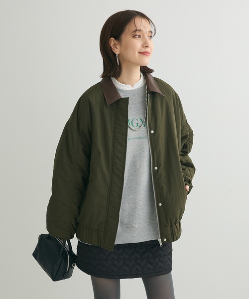 ELENCARE DUE（エレンカーレデュエ）の「・ELENCARE DUE フェイクレザーエリブルゾン（ブルゾン・レディース・カーキ/チャコールグレー・FREE）」の6枚目の写真