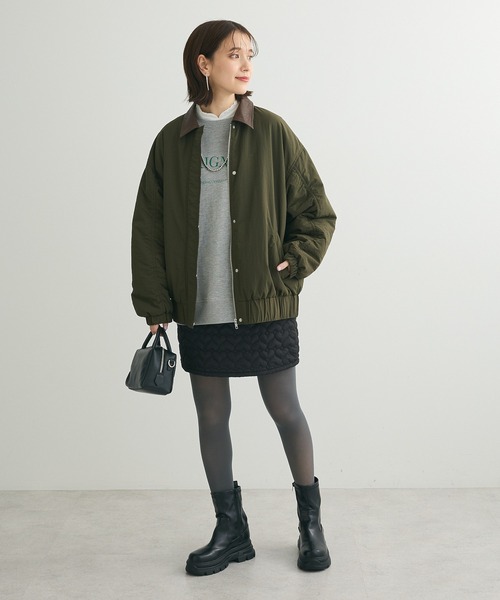 ELENCARE DUE（エレンカーレデュエ）の「・ELENCARE DUE フェイクレザーエリブルゾン（ブルゾン・レディース・カーキ/チャコールグレー・FREE）」の3枚目の写真