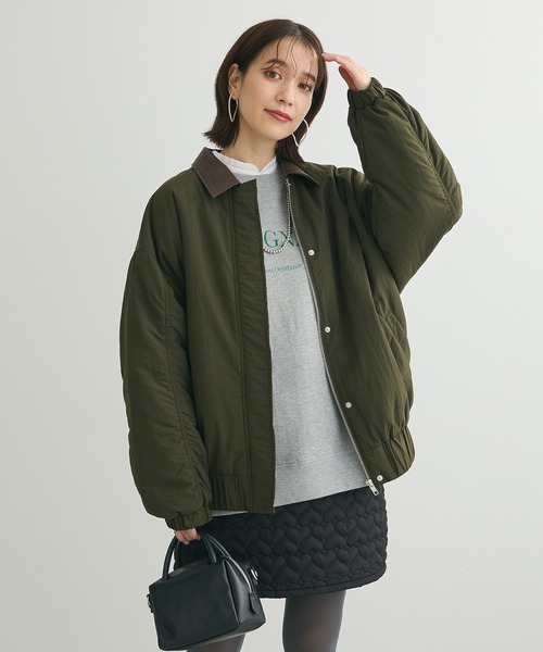 ELENCARE DUE（エレンカーレデュエ）の「・ELENCARE DUE フェイクレザーエリブルゾン（ブルゾン・レディース・カーキ/チャコールグレー・FREE）」の7枚目の写真