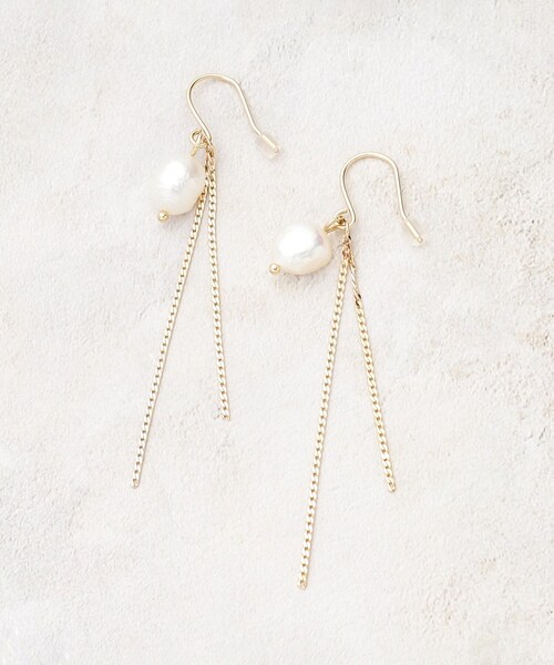 grove（グローブ）の「淡水パールフックピアス（ピアス（両耳用）・レディース・シルバー/ゴールド・00）」の2枚目の写真