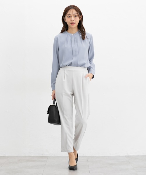 Honeys（ハニーズ）の「バンドカラーブラウス（シャツ/ブラウス・レディース・ネイビー/ホワイト/ブルー/ホワイト×ブルー・M/LL/L/3L/S）」の8枚目の写真