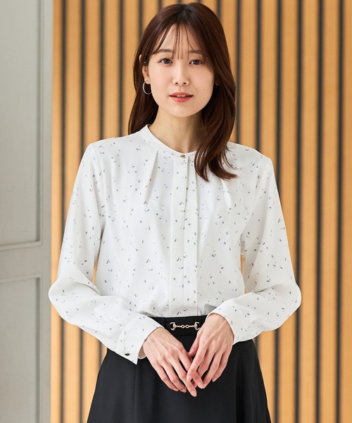 Honeys（ハニーズ）の「バンドカラーブラウス（シャツ/ブラウス・レディース・ネイビー/ホワイト/ブルー/ホワイト×ブルー・M/LL/L/3L/S）」の12枚目の写真