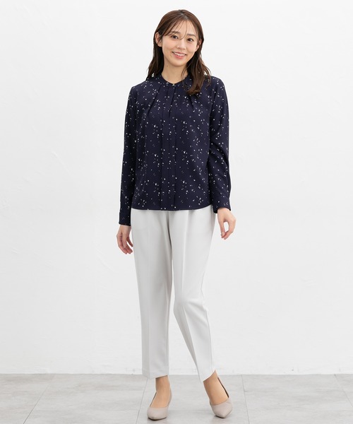 Honeys（ハニーズ）の「バンドカラーブラウス（シャツ/ブラウス・レディース・ネイビー/ホワイト/ブルー/ホワイト×ブルー・M/LL/L/3L/S）」の13枚目の写真