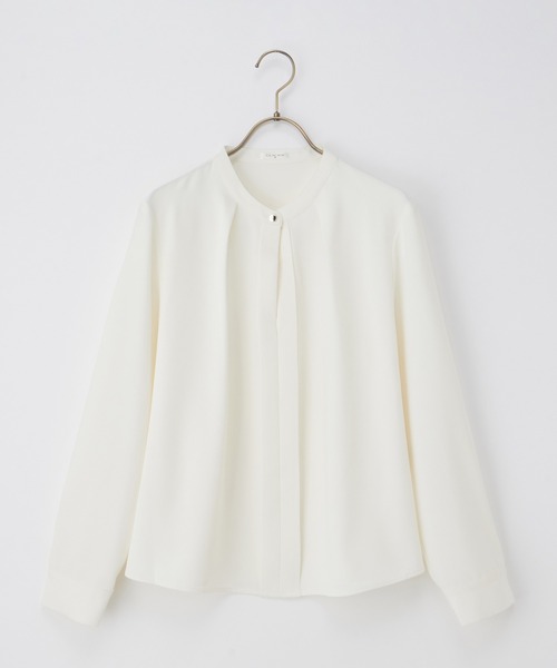 Honeys（ハニーズ）の「バンドカラーブラウス（シャツ/ブラウス・レディース・ネイビー/ホワイト/ブルー/ホワイト×ブルー・M/LL/L/3L/S）」の15枚目の写真