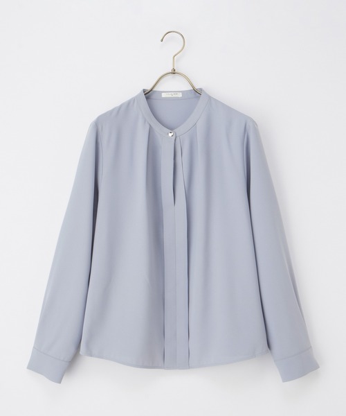 Honeys（ハニーズ）の「バンドカラーブラウス（シャツ/ブラウス・レディース・ネイビー/ホワイト/ブルー/ホワイト×ブルー・M/LL/L/3L/S）」の17枚目の写真