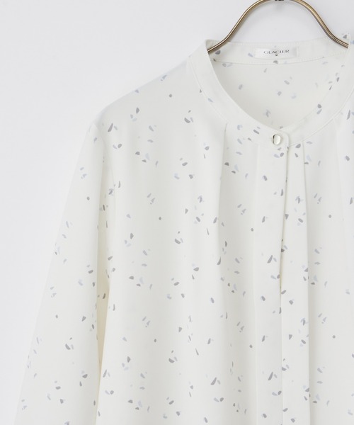 Honeys（ハニーズ）の「バンドカラーブラウス（シャツ/ブラウス・レディース・ネイビー/ホワイト/ブルー/ホワイト×ブルー・M/LL/L/3L/S）」の20枚目の写真