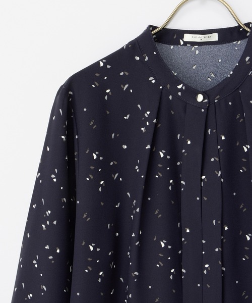 Honeys（ハニーズ）の「バンドカラーブラウス（シャツ/ブラウス・レディース・ネイビー/ホワイト/ブルー/ホワイト×ブルー・M/LL/L/3L/S）」の22枚目の写真