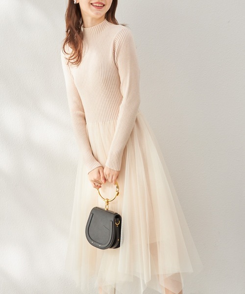 tocco closet(トッコ クローゼット)の「ハートリボンニットベスト×リブニットチュールワンピースSET(ワンピース・レディース・ブラック/アイボリー・M)」の13枚目の写真