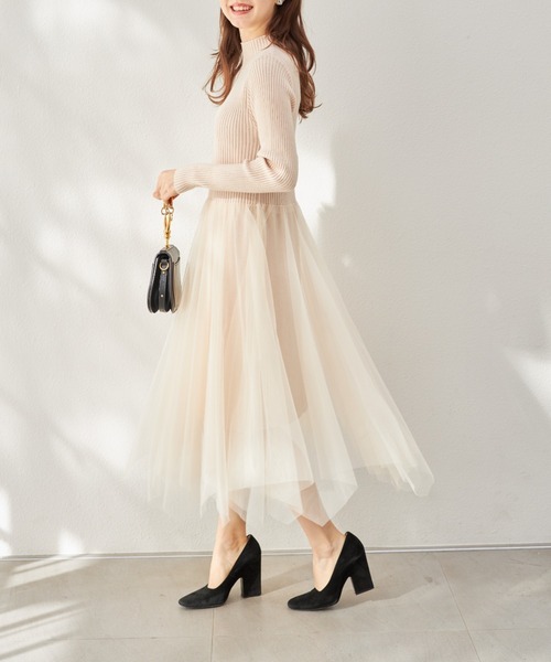 tocco closet(トッコ クローゼット)の「ハートリボンニットベスト×リブニットチュールワンピースSET(ワンピース・レディース・ブラック/アイボリー・M)」の11枚目の写真