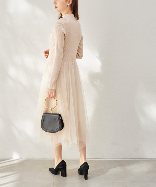 ハートリボンニットベスト×リブニットチュールワンピースＳＥＴ ハートリボンニットベスト×リブニットチュールワンピースSET