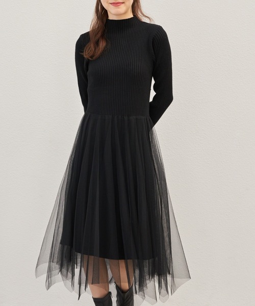 tocco closet(トッコ クローゼット)の「ハートリボンニットベスト×リブニットチュールワンピースSET(ワンピース・レディース・ブラック/アイボリー・M)」の21枚目の写真