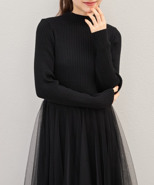 tocco closet(トッコ クローゼット)の「ハートリボンニットベスト×リブニットチュールワンピースSET(ワンピース・レディース・ブラック/アイボリー・M)」の22枚目の写真