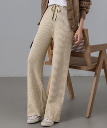 DAY CLOSET | レディース ウエストリボンリブニットイージーフレアパンツ(その他パンツ)