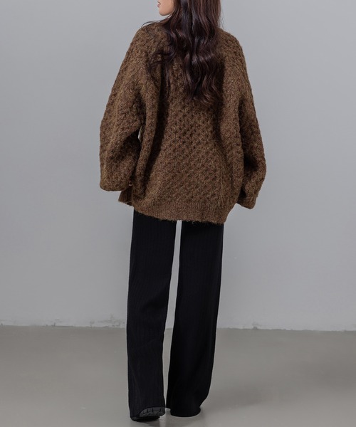 DAY CLOSET（デイ クローゼット）の「【ストレッチ生地/全周ゴム/脚すらっと見せ】ウエストリボンリブニットイージーフレアパンツ（その他パンツ・レディース・グレー/ベージュ/ホワイト/ブラック・FREE）」の16枚目の写真