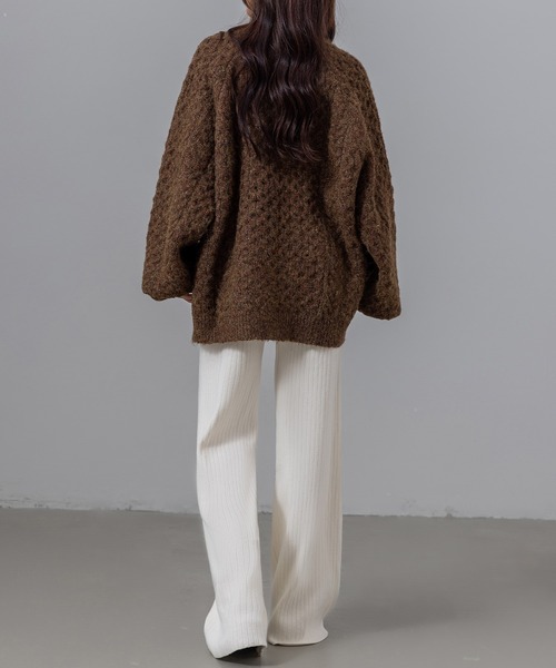 DAY CLOSET（デイ クローゼット）の「【ストレッチ生地/全周ゴム/脚すらっと見せ】ウエストリボンリブニットイージーフレアパンツ（その他パンツ・レディース・グレー/ベージュ/ホワイト/ブラック・FREE）」の10枚目の写真