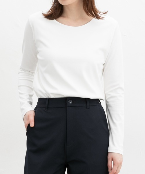 Honeys(ハニーズ)の「ノンステッチきれいめTシャツ(Tシャツ/カットソー・レディース・ブラック/ホワイト/ネイビー/ライトグレー・S/M/LL/L)」の2枚目の写真