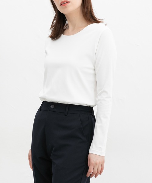 Honeys(ハニーズ)の「ノンステッチきれいめTシャツ(Tシャツ/カットソー・レディース・ブラック/ホワイト/ネイビー/ライトグレー・S/M/LL/L)」の6枚目の写真