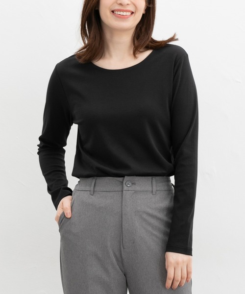 Honeys(ハニーズ)の「ノンステッチきれいめTシャツ(Tシャツ/カットソー・レディース・ブラック/ホワイト/ネイビー/ライトグレー・S/M/LL/L)」の8枚目の写真