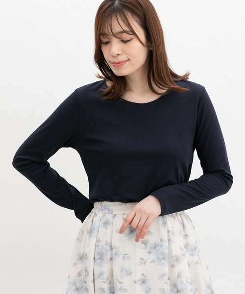 Honeys(ハニーズ)の「ノンステッチきれいめTシャツ(Tシャツ/カットソー・レディース・ブラック/ホワイト/ネイビー/ライトグレー・S/M/LL/L)」の11枚目の写真