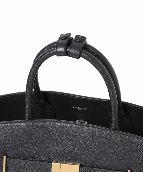【DEMELLIER】英王室御愛用 The Hudson ハンドバッグ The Hudson | Black Small Grain | DeMellier
