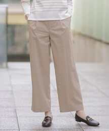 【洗える】セルロースリネンストレッチ タックワイドパンツ