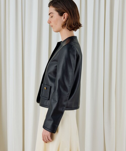 ラムレザー クルーネックジャケット（ノーカラージャケット）｜DES
