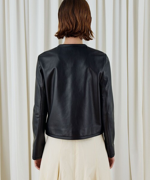 ラムレザー クルーネックジャケット（ノーカラージャケット）｜DES
