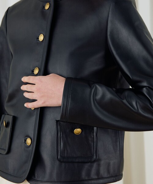 ラムレザー クルーネックジャケット（ノーカラージャケット）｜DES