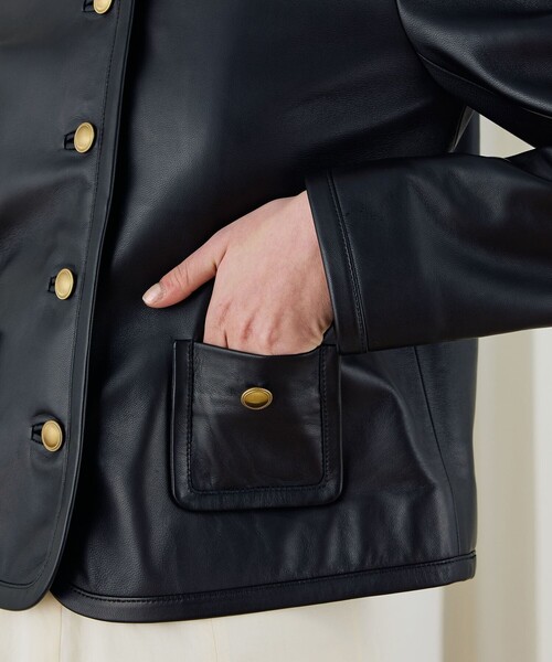 ラムレザー クルーネックジャケット（ノーカラージャケット）｜DES