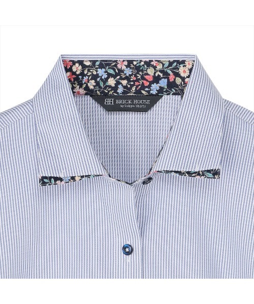 TOKYO SHIRTS(トウキョウシャツ)の「透け防止 形態安定ノーアイロン ワイド 長袖ビジネスワイシャツ(ビジネスシャツ・レディース・ブルー・L/XL/LL/S/M/XS)」の3枚目の写真