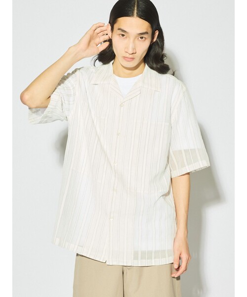 MIDIUMISOLID(ミディウミソリッド)の「MIDIUMISOLID Men’s シアーストライプシャツ(シャツ/ブラウス・メンズ・オフホワイト/ブルー系その他・48)」の1枚目の写真
