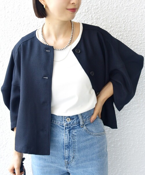 おまとめ2点【美品】Myu 半袖ジャケット SHIPS リネンライク ブラウス moment+ ブラウス シャツ ワンポイント刺繍半袖オックスシャツ