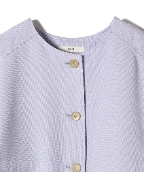 新品！SHIPS WOMEN <洗濯機可能>リネンライク ランタン袖 ジャケット SHIPS｜【WEB限定】<洗濯機可能>リネンライク ランタン袖