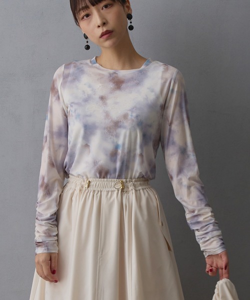 NICOLE white（ニコルホワイト）の「ぼかし柄シアーTEE（Tシャツ/カットソー・レディース・ミント/ラベンダー/オレンジ・FREE）」の2枚目の写真