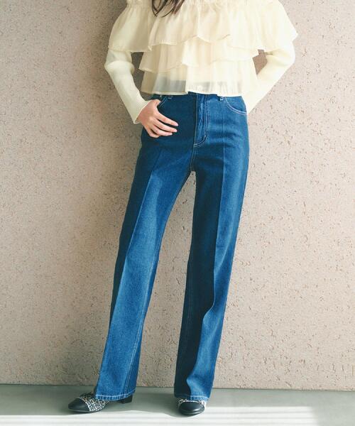 index（インデックス）の「《丈が選べる》ストレートデニムパンツ【洗濯機洗い可】（その他パンツ・レディース・ライトブルー/ネイビー/サックスブルー/スミクロ/ブルー系その他・02/03/36/40/38）」の8枚目の写真