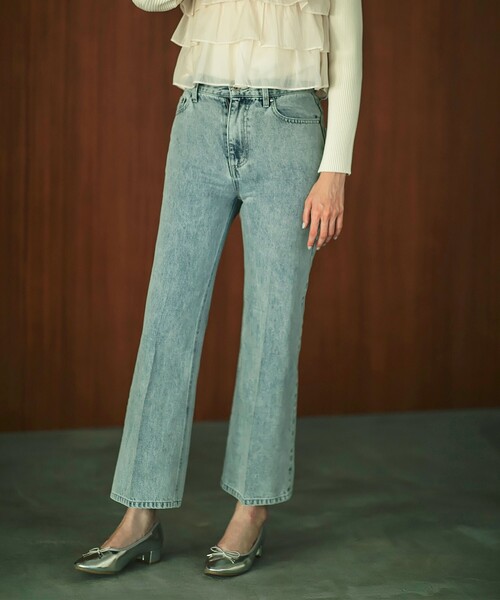 index(インデックス)の「《丈が選べる》ストレートデニムパンツ【洗濯機洗い可】(その他パンツ・レディース・サックスブルー/ライトブルー/ネイビー/スミクロ・02/03/36/38/40)」の3枚目の写真