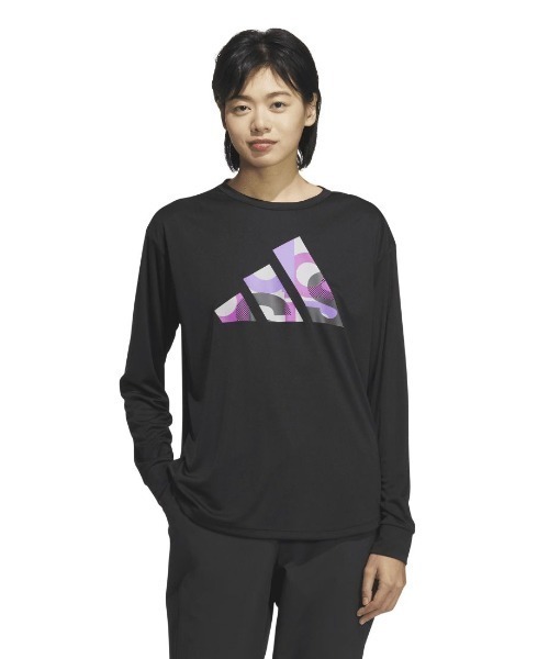 adidas(アディダス)の「アディダス adidas 長袖 グラフィックTシャツ(Tシャツ/カットソー・レディース・ブルーグレー/ホワイト/ブラック・S/M/L/XL)」の3枚目の写真