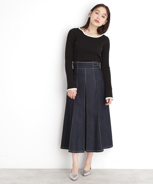 THE SHOP TK （ザ ショップ ティーケー ）の「ラインリブプルオーバー【洗濯機OK】（ニット/セーター・レディース・ブラック/アイボリー・12/13）」の5枚目の写真