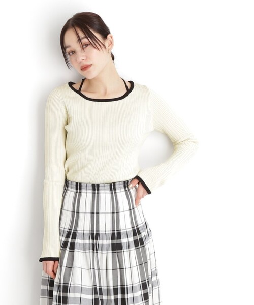 THE SHOP TK （ザ ショップ ティーケー ）の「ラインリブプルオーバー【洗濯機OK】（ニット/セーター・レディース・ブラック/アイボリー・12/13）」の8枚目の写真